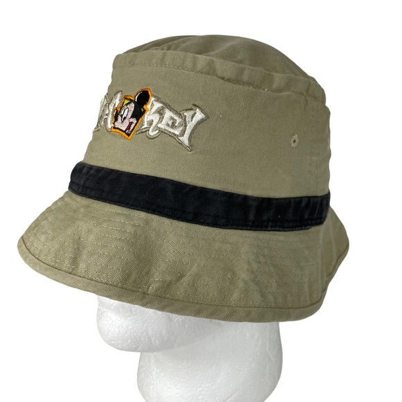 Vintage Disney Parks Mickey Mouse Embroidered Bucket Sun Hat Cap Spell Out OSFA - Picture 2 of 14